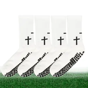 Cross Grip Soccer Socks for US 6-13 Anti-Slip Christian Socks with Jesus Sports Sock for Training Gripper Socks Football Accessory Faith Inspired Design