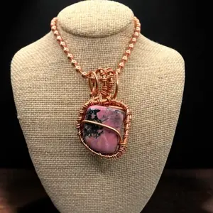 Juma CopperKing Gemstone Rhodonite 24” Copper Necklace