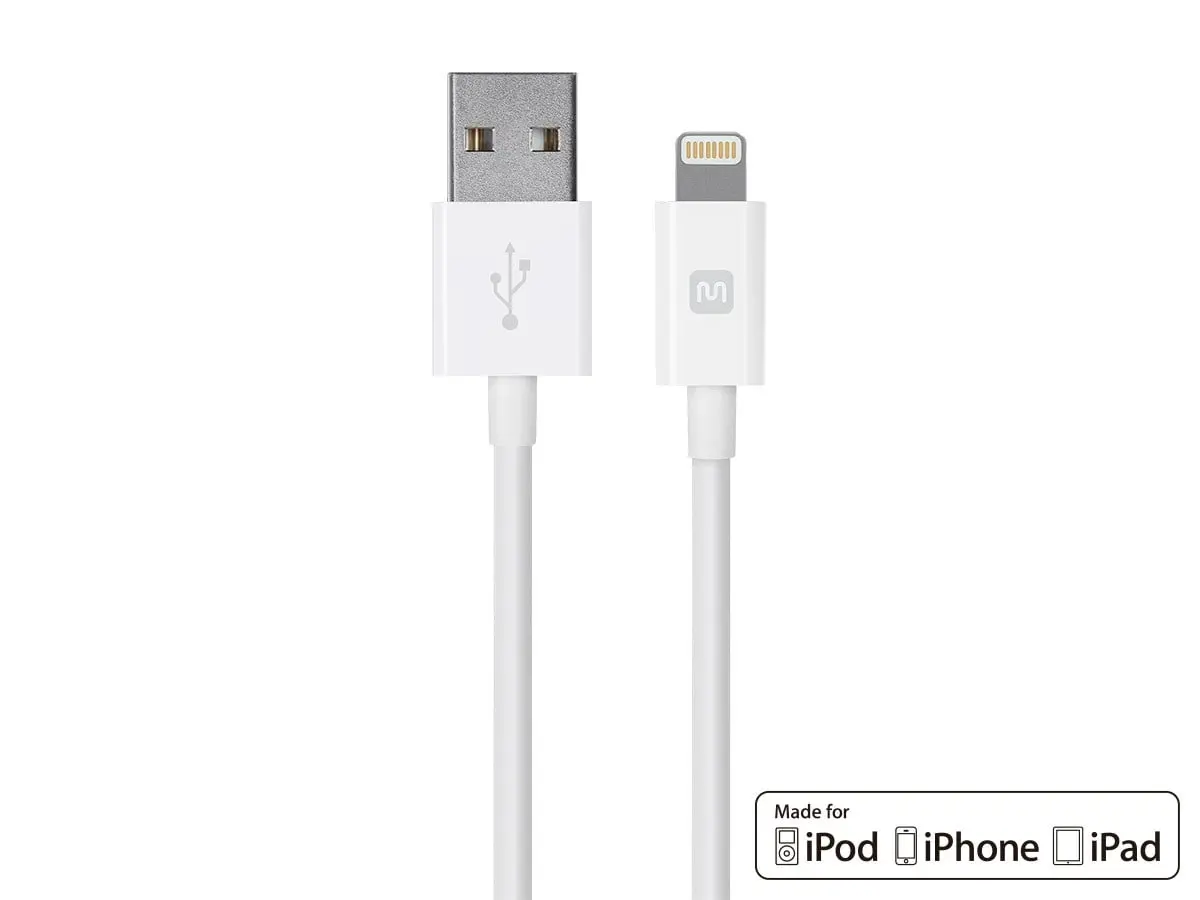 10 ft. Apple Lightning Charge & Sync Cable - White - Durable Gold Plated Connectors