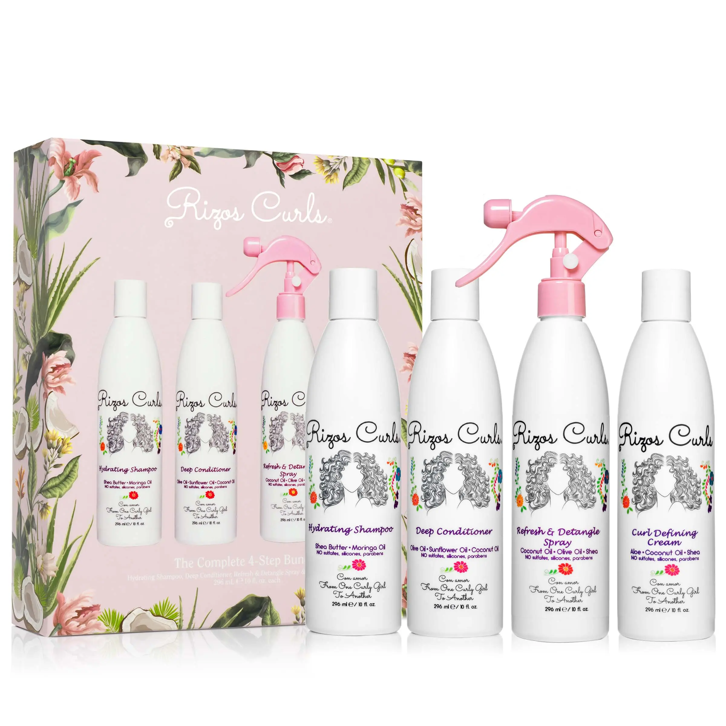 The Complete Rizos Curls 4-Step Bundle For Curly, Coily and Wavy Hair Gentle Nourishing Haircare