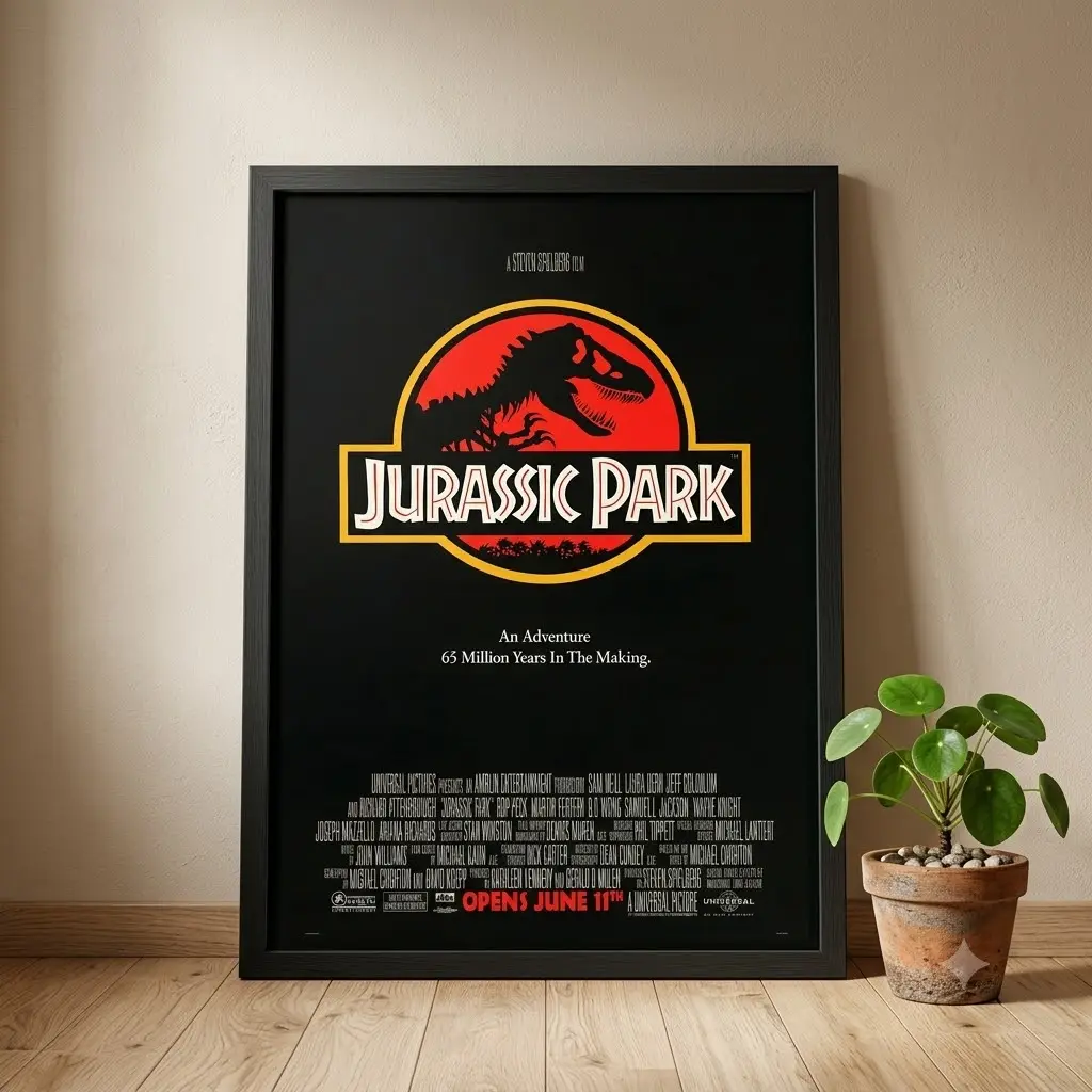 Jurassic Park Movie Poster, Classic Dinosaur Film Wall Art Print, Vintage Cinema Decor, Collector Gift, No Frame