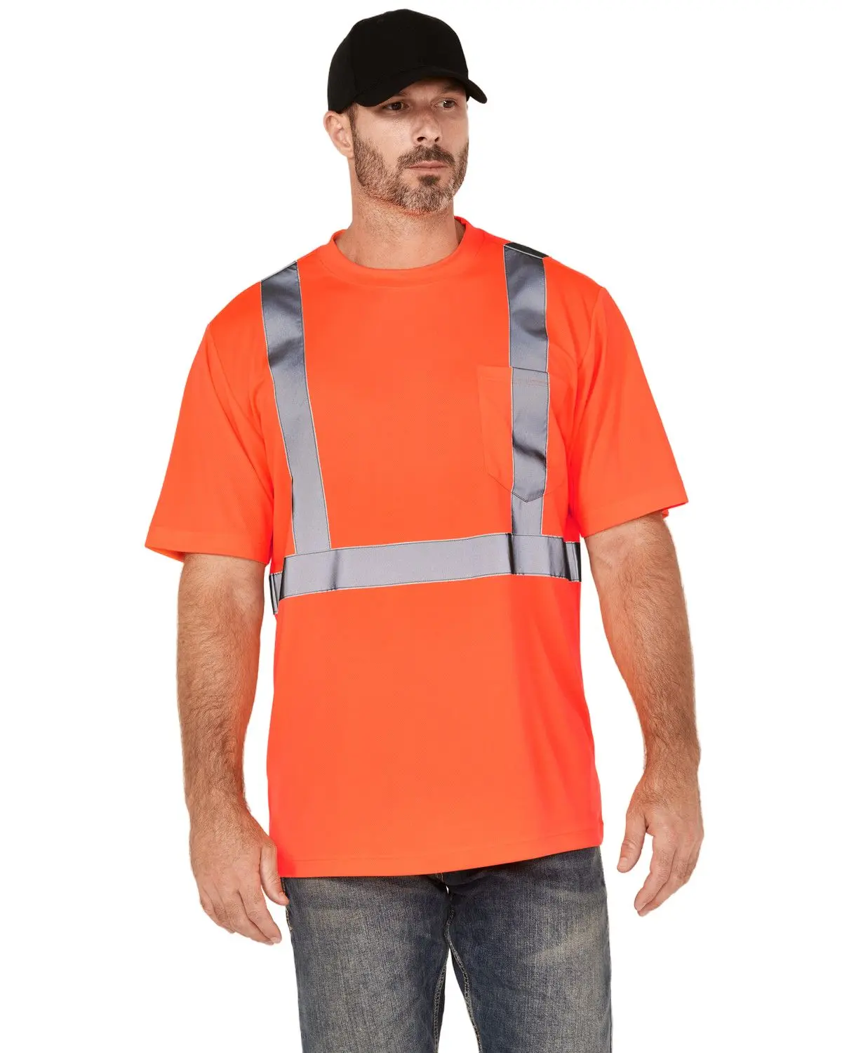 Hawx Men's Men'S Hi-Vis Reflective Short Sleeve Work T-Shirt Big - Hhvsu24827-Or-Big