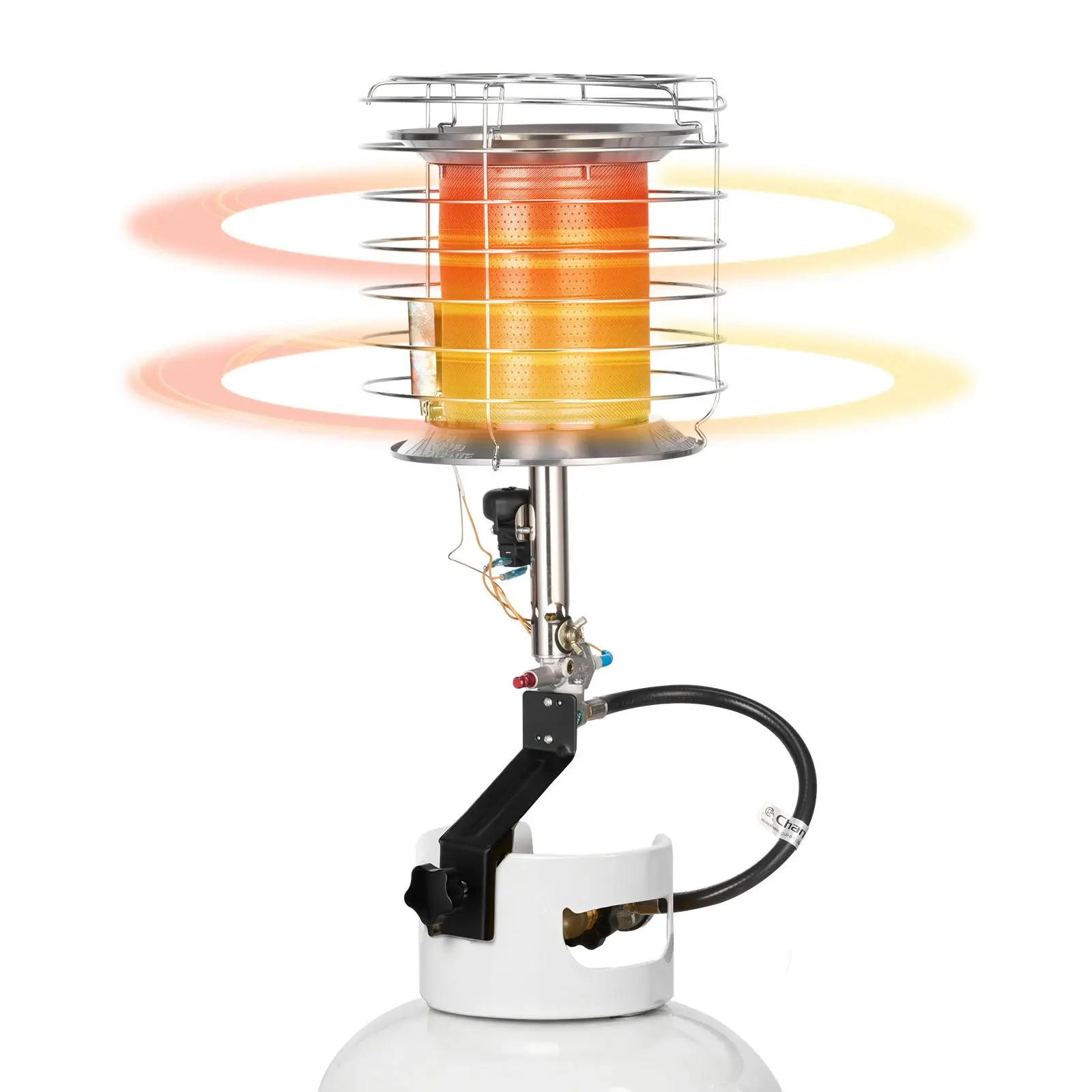 【Summerfinds】VEVOR Propane Tank Top Heater, 42000 BTU Rapid Heating 360-Degree Infrared Radiant Single Burner, Stepless Temp Adjustment, Chrome Heat Shields, 1000 ft² Coverage, 4.37 lbs, for Camping, Ice Fishing, Backyard Parties & Outdoor Activities, Sta