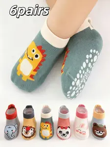 6 Pairs Baby Floor Socks for Spring Summer Fall, Fashionable Design, Soft Comfort, Anti-Slip Indoor Walking Socks for Babies
