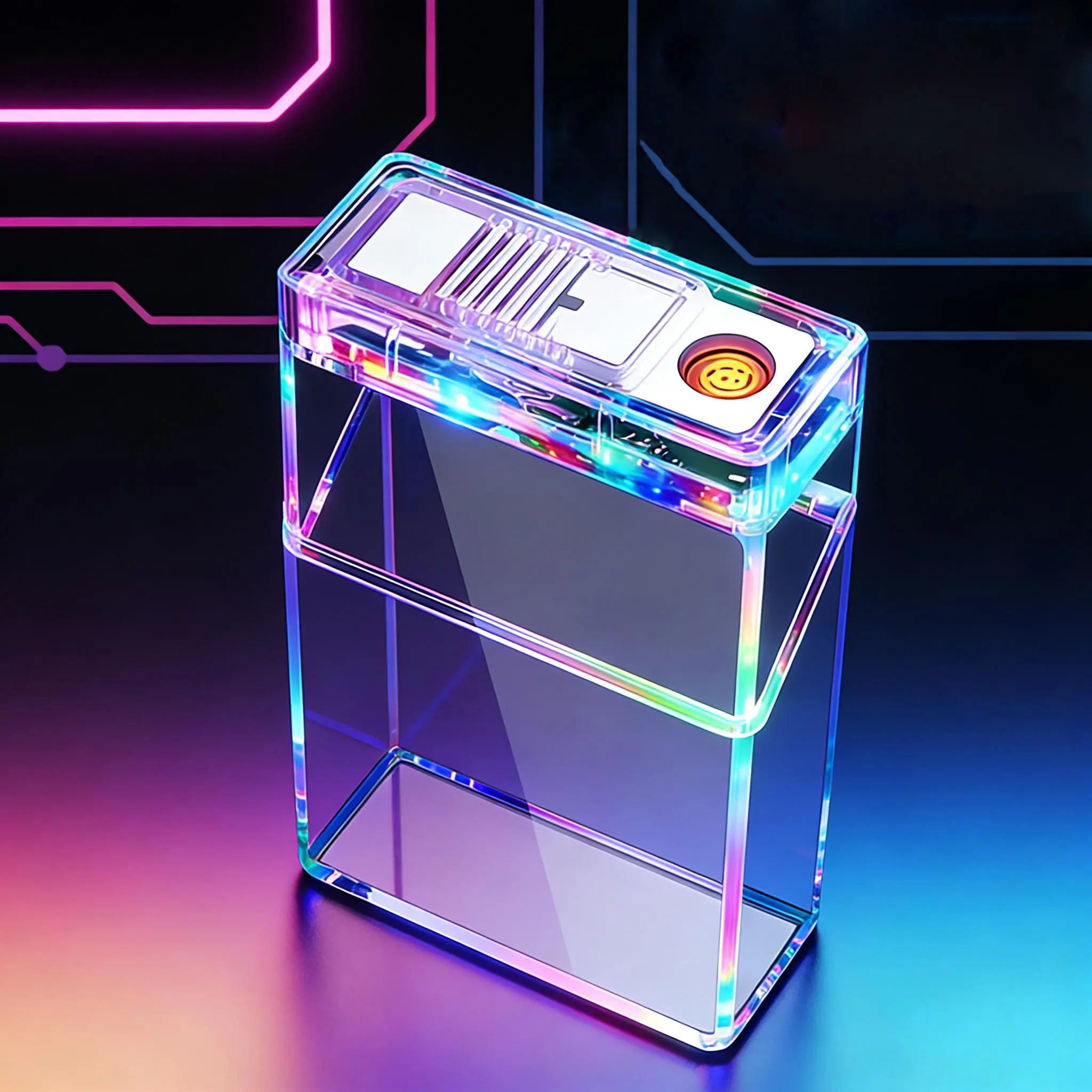 Transparent Box Lighter, Rechargeable Lighter, Flameless And Windproof Lighter, Compatible With Both Soft And Hard Cases