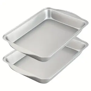spmarkt 13"x9" Dual-Pack Baking Pans - Space-Saving Non-Toxic Trays, Heavy-Duty Build for Toaster Oven & Standard Oven, Easy Clean Bakeware Ovenware  Kitchen