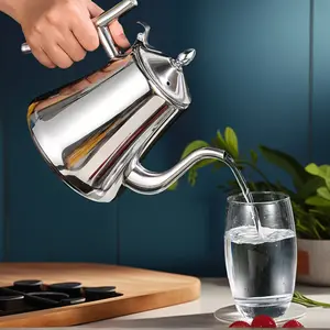 Thickened Stainless Steel Kettle, Teapot, 1L/1.5L/2L Household Kettle with Filter, Perfect for Coffee and Tea, Suitable for Hotels and Restaurants, Also Compatible with Induction Cookers