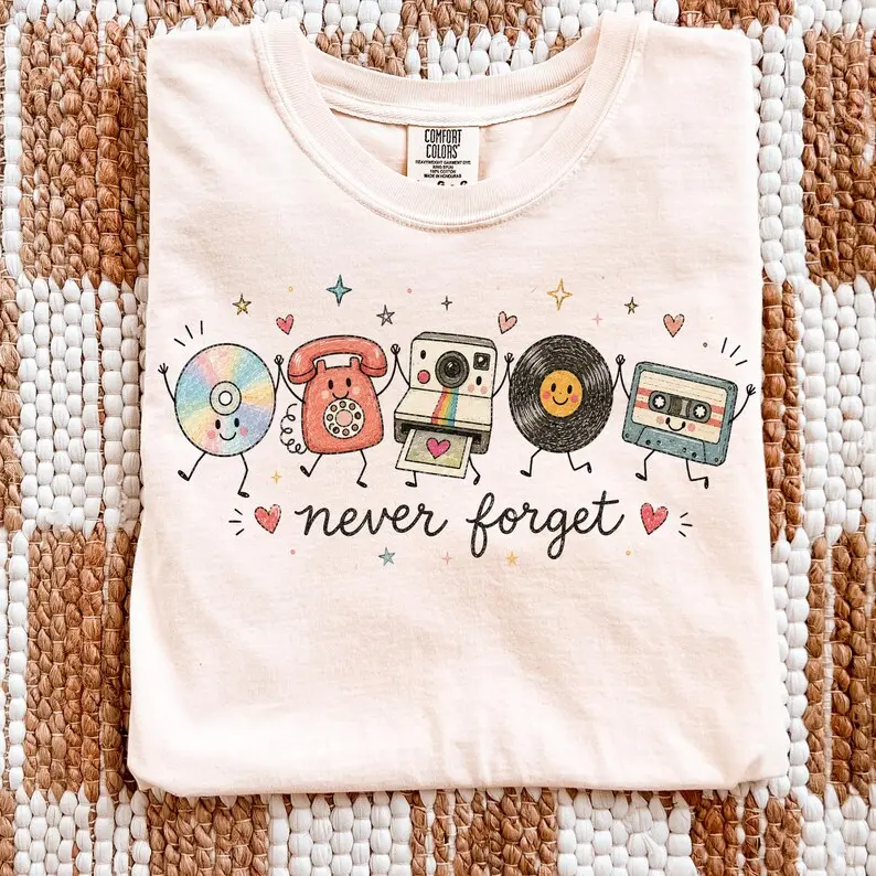 Comfort Colors Never Forget Shirt, Cute Retro Vinyl Shirt, Retro Nostalgic 90s Shirt, Funny Vintage Graphic, Cassette Tape Tee, Phone Tee