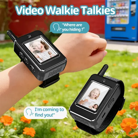 Kids video walkie talkies Set (2-Piece), Rechargeable Long-Range Two-Way Radio Toys, Suitable for Boys and Girls Ages 3-12, Outdoor Adventures, Camping, Hiking, Birthday Gifts, Black Halloween gifts Durable Colorful