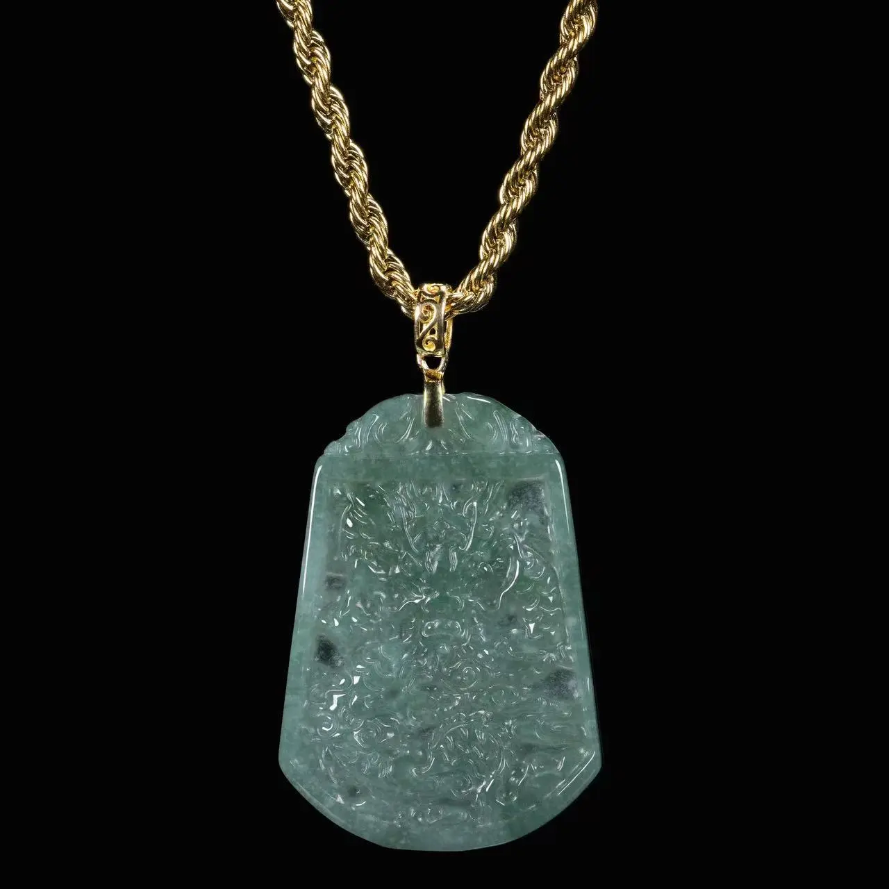 Green Jade Dragon Pendant | Hand-Carved Green Jade Pendant