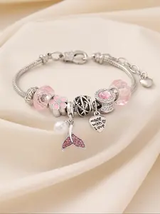 Women's Y2K Style Adjustable Copper Bracelet, Detachable Pendant Design, Beaded Bracelets, Perfect Gift for Girlfriend & Mother, Party Daily Wear Jewelry