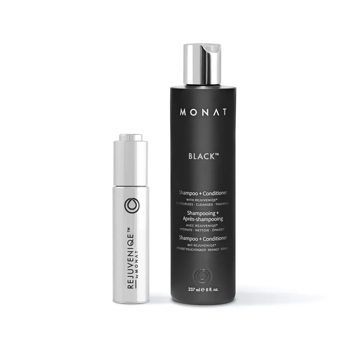 MONAT REJUVENIQE Oil & Black Shampoo + Conditioner Duo – Strengthening Hair Care Set for Shine & Scalp Health