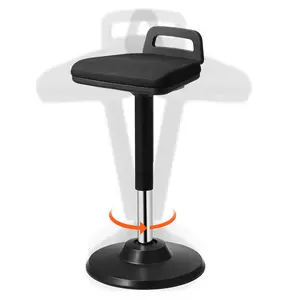 【fathersdaygift】VEVOR Active Chair with Handle, Height-Adjustable (24.6-34.4") Wobble Chair Made of Elastic Fabric & 45 mm Foam, Ideal for Schools, Office and Home, 8° Tilt Angle, Age 12-18, Black, Adjustable Height Chairs