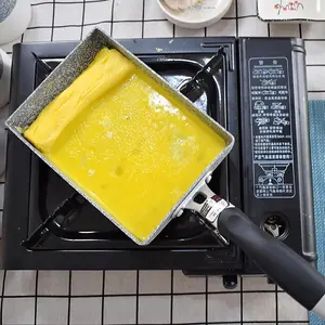 1pc of square frying pan, egg frying pan with flat bottom, aluminum alloy non-stick pan, suitable for mini omelets, compatible with both induction cookers and gas stoves, ideal for home kitchen use and making breakfast in apartments.