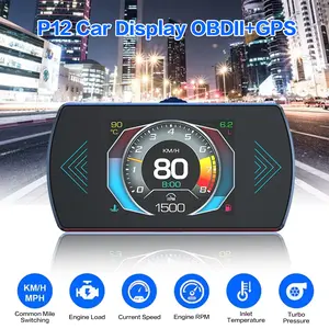 P12 5.8 Inch Obd2 Car Hud Head-Up Display ABS Material, Digital Projection Instrument, Speedometer, Tachometer, Water Temperature, Voltage, Fuel Consumption