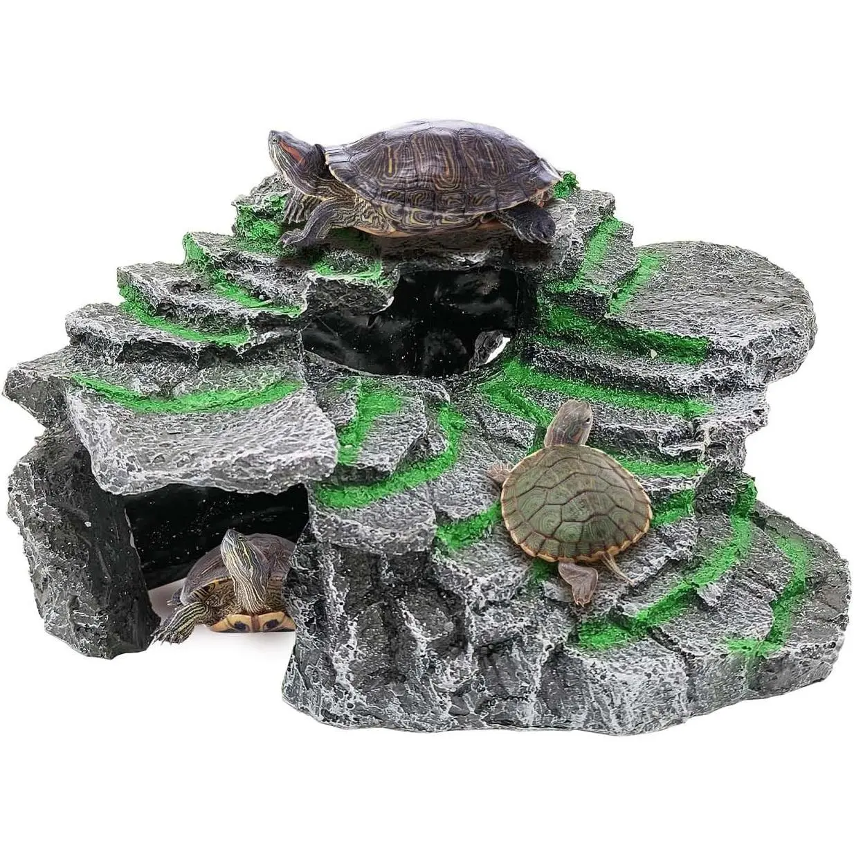 Turtle Basking Platform Turtle Tank Decoration for Aquariums & Terrarium, Turtle, Lizard, Reptile Habitat Hideout (Black)