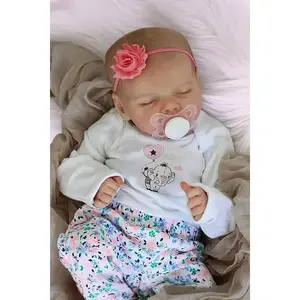 Lifelike Reborn Baby Dolls Girl, 17 Inch Real Baby Doll Soft Body Realistic Newborn Vinyl Silicone Baby Doll Full Body Poseable Real Life Baby Dolls with Feeding Kit Gift Box for Kids Age 3+