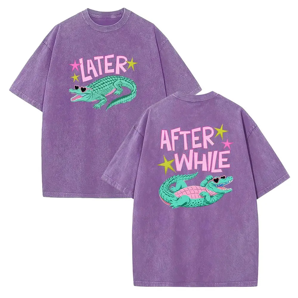 Men's Later Gator Funny Graphic T-Shirt, After While Crocodile Retro Cute Tee, Silky Light Elegant Casual Garment, Birthday Gift Idea Cardigan-Compatible Top, Cardigans, Comfortable, Breathable graduation