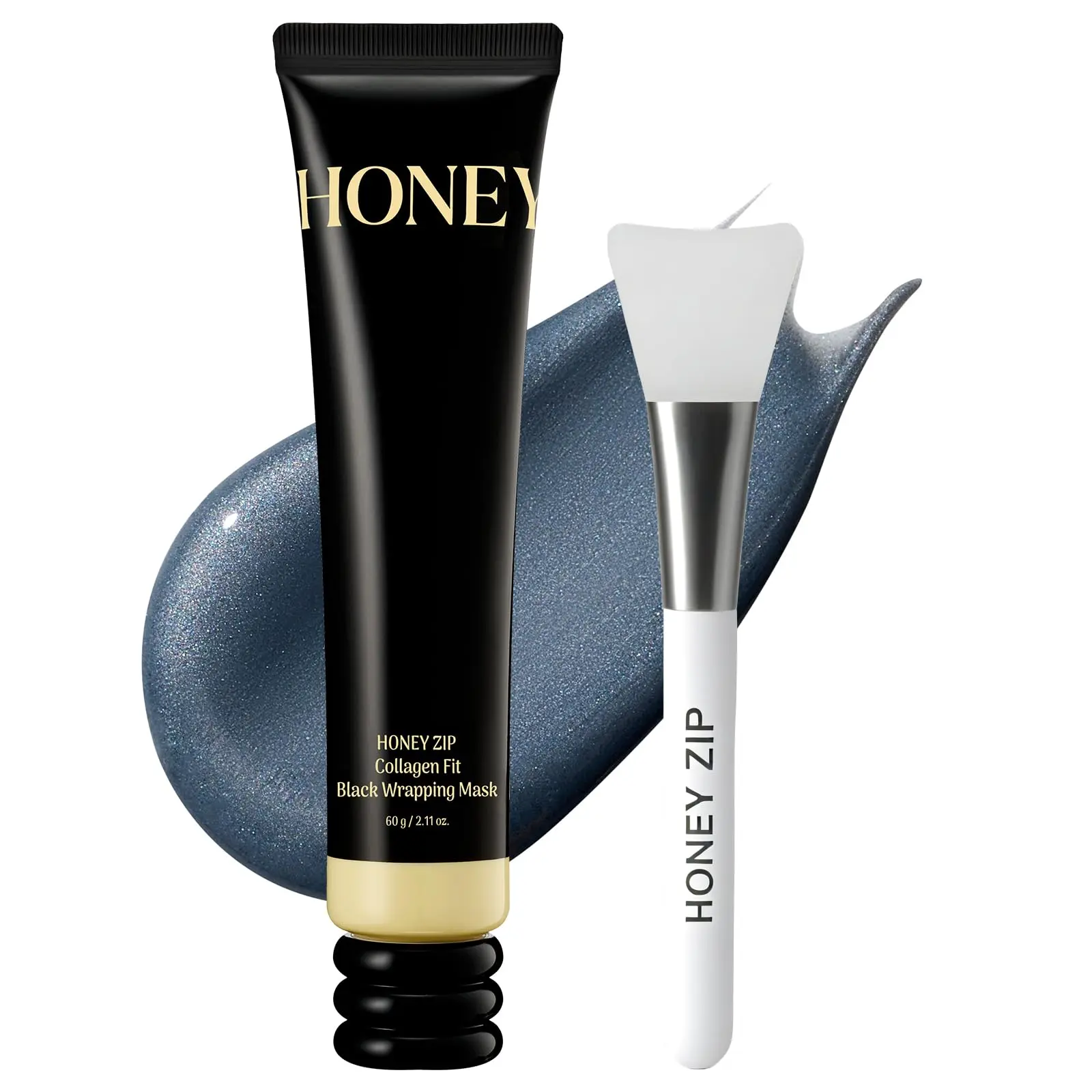 Collagen Firming Peel-Off Black Mask with Activated Charcoal & Honey for Blackhead Removal, Pore Tightening & Brightening - Unisex Pore Solution for All Skin Types with Brush, Deep Cleanse, Pore Solution Face Masks