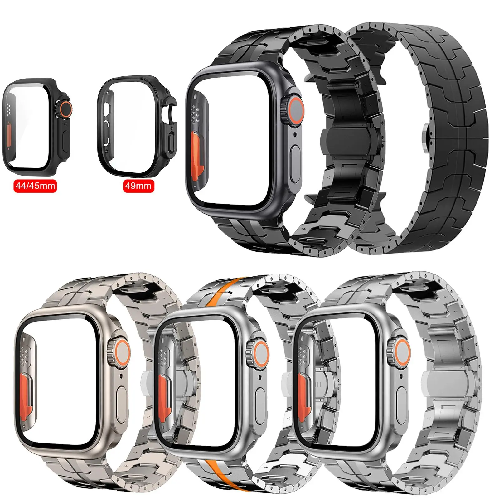 Men's Stainless Steel Metal Watch Band for Apple Watch 49mm 46mm 45mm 44mm, Compatible with Iwatch Series 11 10 9 8 7 6 5 4 Ultra, Adjustable Butterfly Folding Clasp for Daily Use, Smart Watch Accessories, Smartwatch Accessories