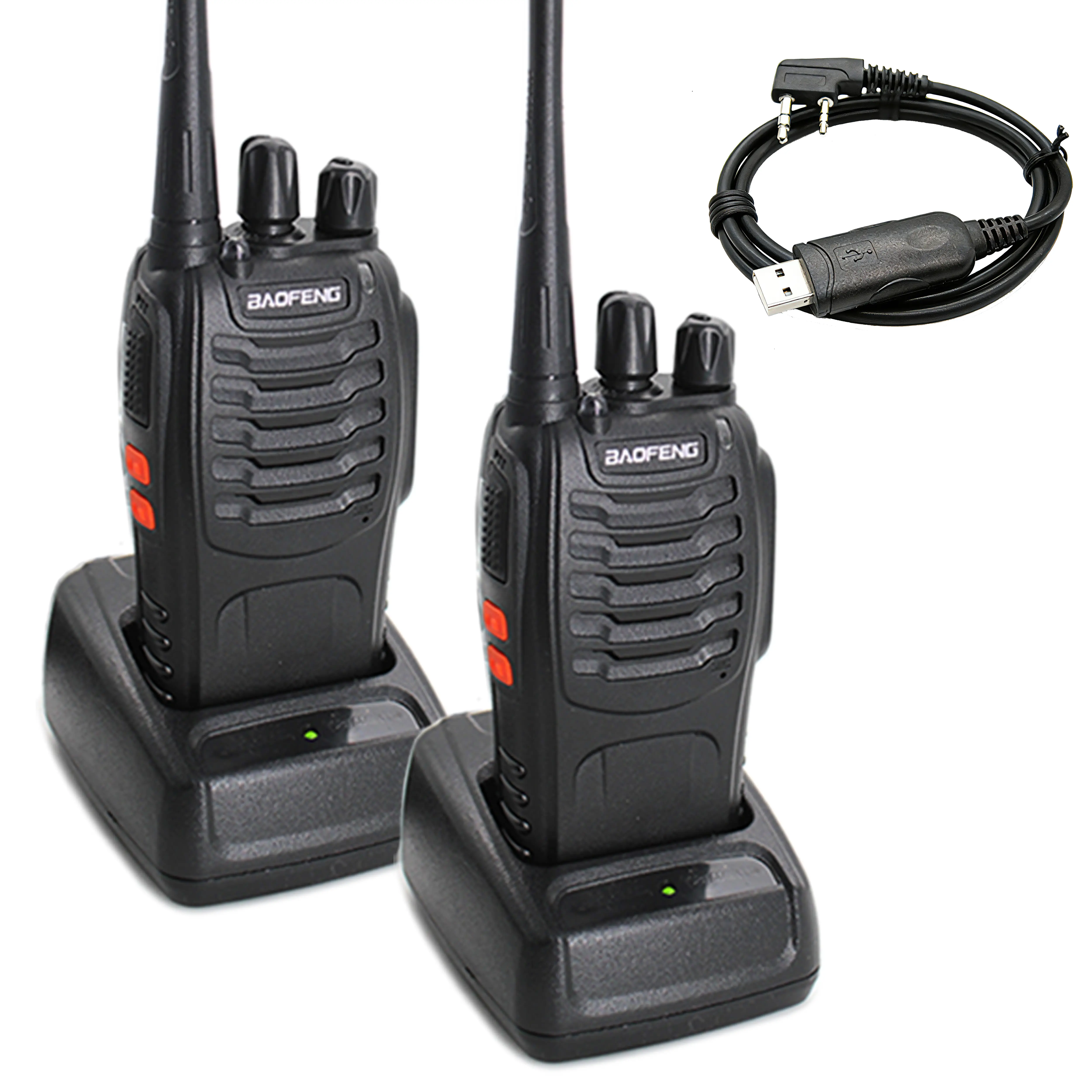 Baofeng 888S Durable Long-Range Walkie Talkies (2 PCS) - UHF Band, 16 Preset Channels, VOX Enabled Professional Handheld 2-Way Radios, Rechargeable Lithium Battery, Charging Shell, Charger, 1 USB Programming Cable, Reusable, Manufacturer Warranty, Remote,