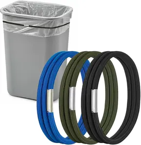 Garbage Can Rubber Bands, Fits 13-30 Gallon Bins, Heavy-duty Trash Can Bands to Hold Garbage Bags in Place, Trash Bag Holder Band with High Elasticity, Set of 3 in Black, Blue, and Green