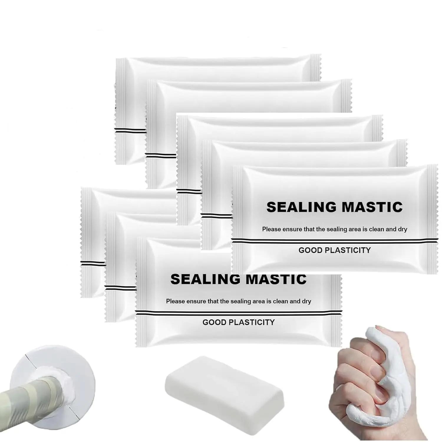 8Count Waterproof Sealant Mastic,Quick Mending Mud,Repair Wall Holes,for Drain Connection,Wall Hole,Air Conditioning Hole Waterproof Seal Putty.
