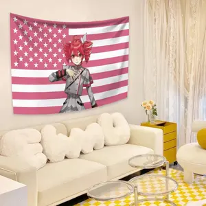 3x5Ft Kasane Teto Pink American Flags Wall Hanging  Tapestry Headboar Daesthetic Room Decor Cute Birthday Gifts  Bohemian