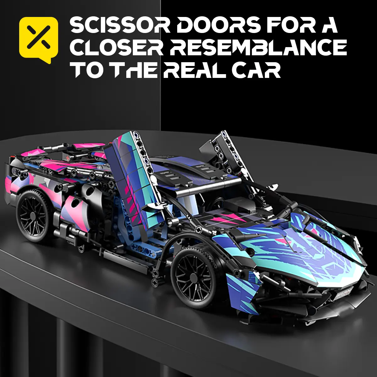 Supercar Building Blocks with Working Scissor Doors – 1:14 Exotic Sports Car Model Kit, Display Build Gift for Teen Boys & Car Obsessed Kids