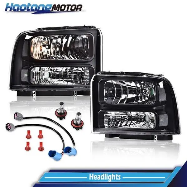 CROSSDESIGN Headlight Replacement Truck Headlights Lamp, Fit For 1999-2004 Ford Super Duty F250 F350 Excursion Conversion, Truck Headlight