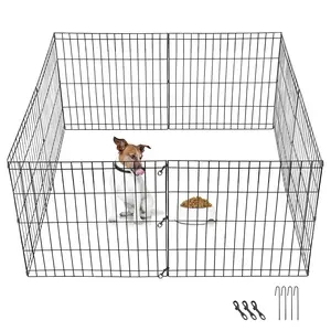 Segawe Multisize Pet Playpen Metal Frame Foldable Puppy Fence Exercise Kennel 8 Panels, Black