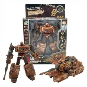 Two-In-One Desert Camo Tank Transforming Robot Toy, Convertible Military Vehicle to Action Figure, Jointed, Articulated Figurines, Ages 3+, Boy's Birthday Gift