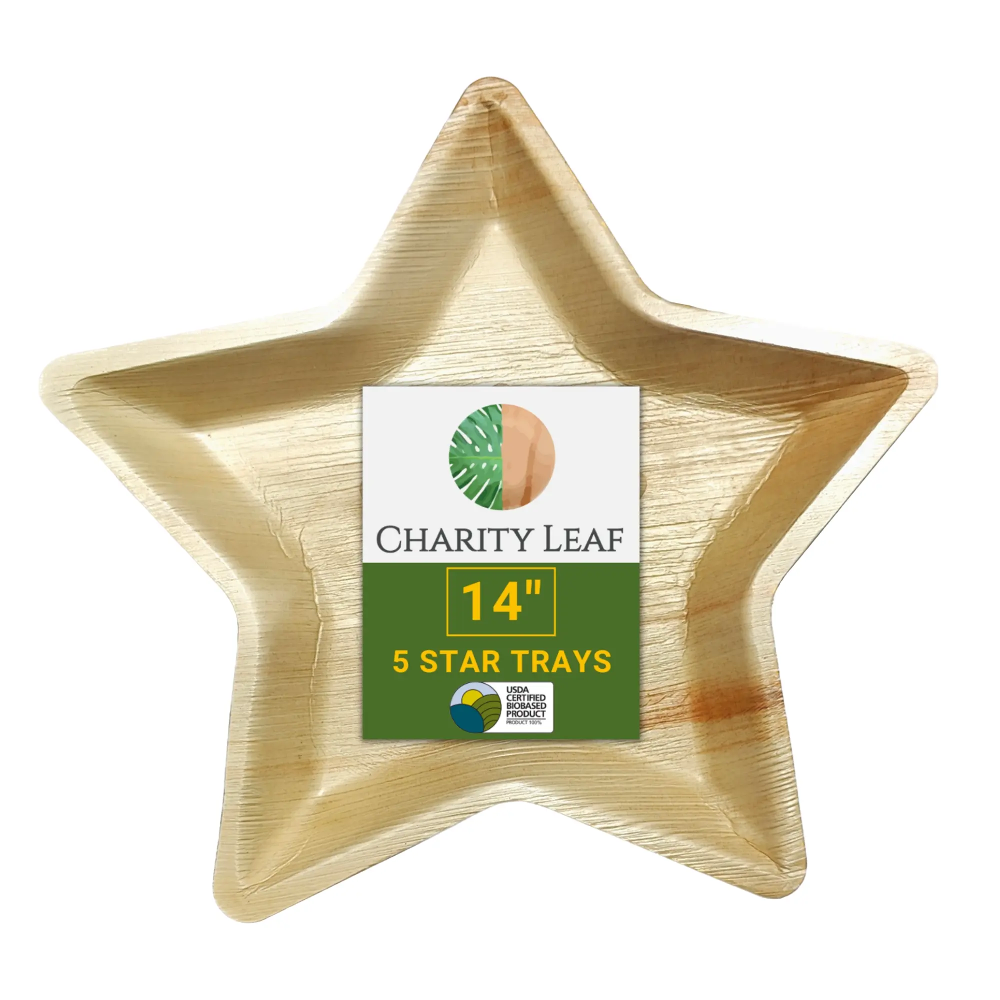 Christmas Bundle - 22x12" Tree & 14" Star Natural Disposable Bamboo Trays