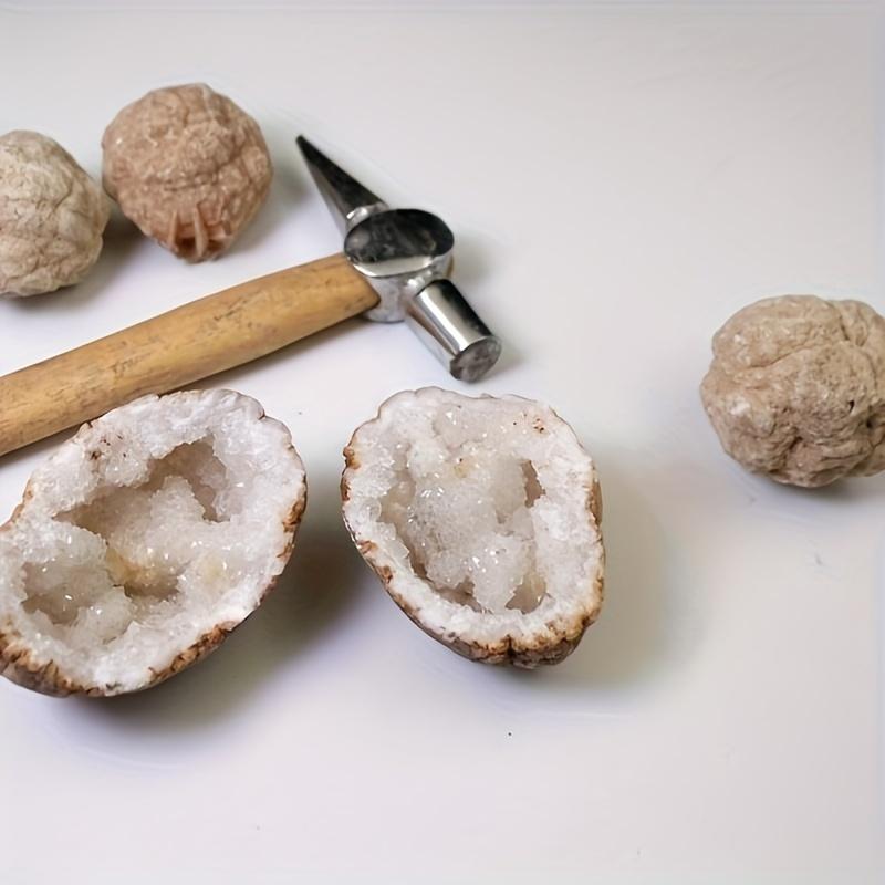 1pc/3/4/5/6pcs (1.2-2")Natural Quartz Geode for Teaching and Collection - Unopened, Authentic Crystal Formation for Science Education and Home Decor, Premium Break Your Own Geodes, Crack Open & Discover Amazing Surprise Crystals Inside! DIY