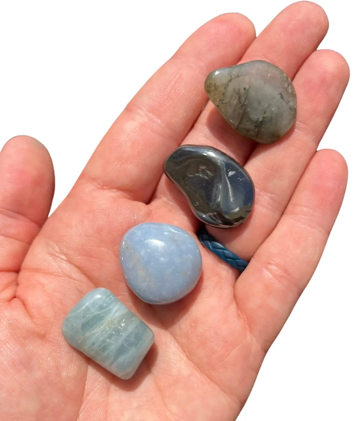 New Moon Beginnings Aquarius Tumbled Stone Set with Various Stones and Unique Stones in Display Pieces