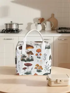 Mushroom Pattern Lunch Bag, Durable Lunch Bags, Portable Insulated Handbag, Durable Insulated Bag, Non-Contact, Suitable for Work, School, Picnic, Travel, All Seasons