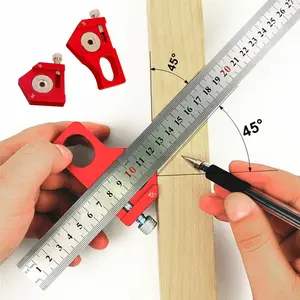 Steel Ruler Positioning Block, 45/60/90 Degree Angle Scriber, Line Marking Gauge, Woodworking Square Scribe for Ruler Locator Woodworking Carpentry Scriber, Woodworking Square Protractor
