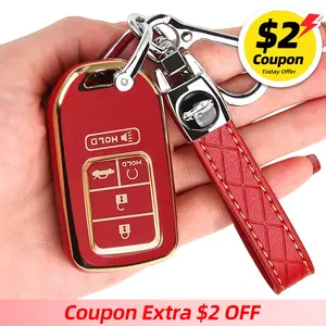 for Honda Key Fob Cover - Key Fob Case Shell Cover Holder for Honda Accord Civic CRV Pilot Odyssey Soft TPU Full Cover Protection Smart Key Keyless Remote Key Fob Cover for Honda Red