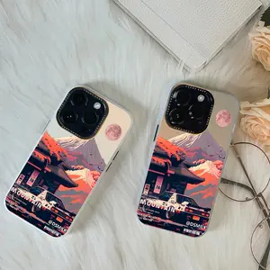 Sunset racing pattern phone case, supporting wireless charging, is a durable, stylish and classic phone case suitable for 16 15 14 13 12 11 X/XS XSMAX PRO PROMAX PLUS
