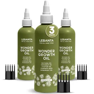 Lebanta Batana Oil For Hair Growth - 100% Pure, Raw & Natural Blend With Organic Castor, Pumpkin Seed, Coconut and Rosemary Oil - Thicker, Stronger Hair For Men & Women Scalp (3 Pack)