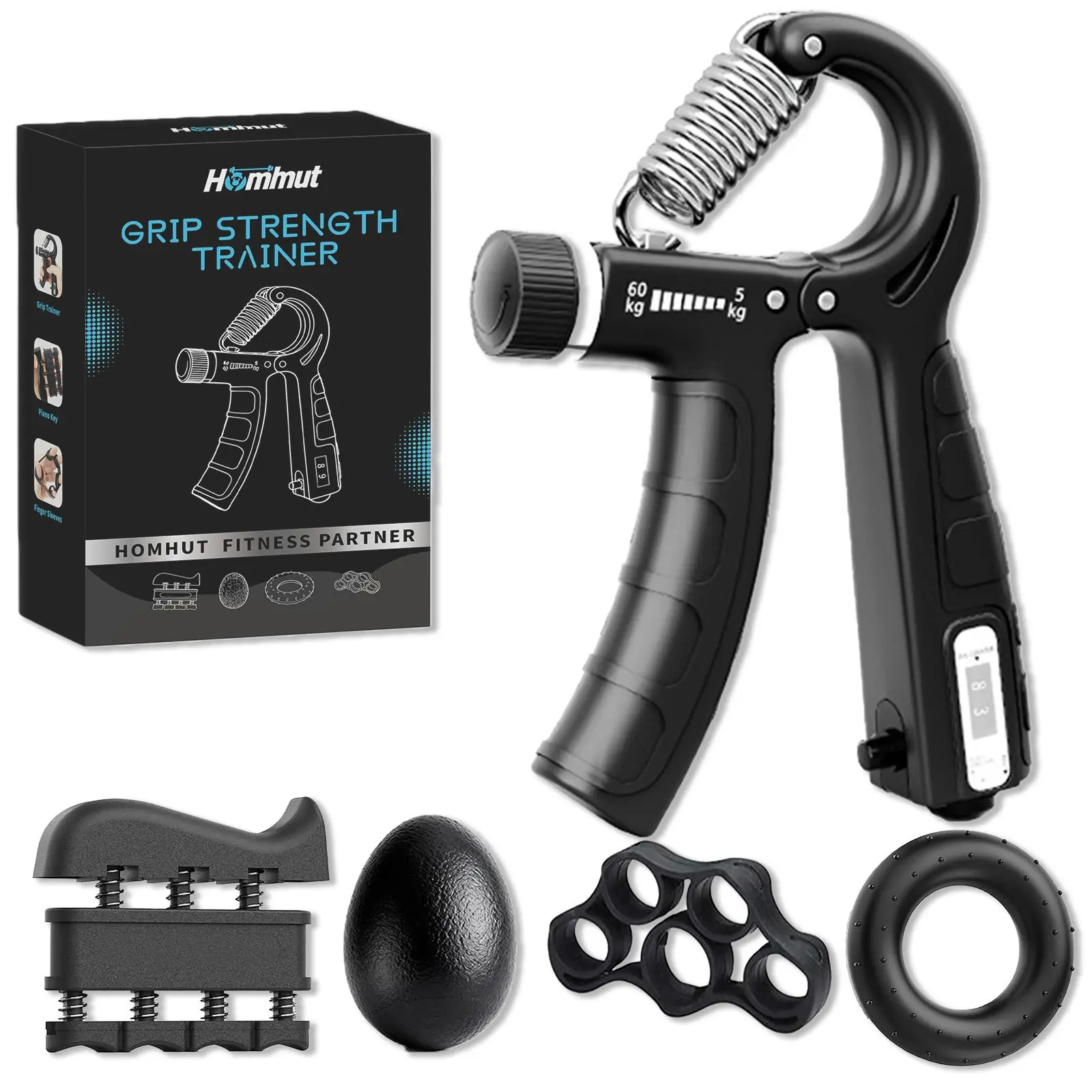 Adjustable Hand Grip Strengthener Kit - 5-in-1 Functional Fitness Tool for Strength Training, Forearm Workouts for Athletes & Men, Boy Gifts, Multi-Tool, 5‑In‑1 Workout Set