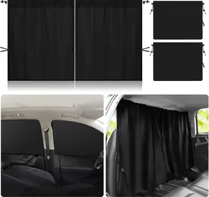 Set of 3 Car Window Shades, 1 Rear Seat Divider Curtain & 2 Rear Side Window Sun Shades, 95% Light Blocking Car Window Covers Privacy Protection Curtains for Breastfeeding,Taking a nap,Camping