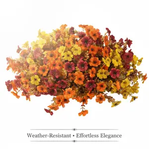 8 Pack Outdoor Artificial Flowers, Mums and Daisy with Eucalyptus, UV Resistant No Maintenance Porch Planter and Window Box Filler, Front Door Patio Garden Lawn, Fall Halloween Thanksgiving Decor room plastic plant White Rubber peony