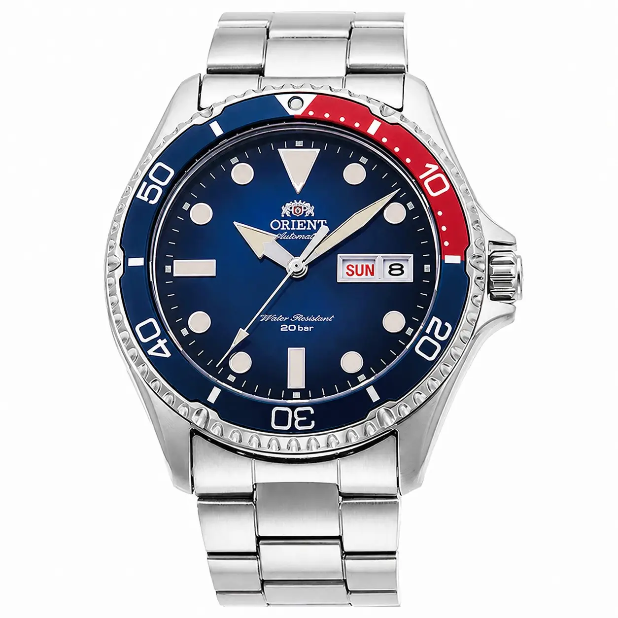 Men's Automatic Diving Watch - 200M Water Resistant, Pepsi Rotating Bezel, Day-Date Display, Luminous Dial, Stainless Steel Bracelet, Sports Wrist Watch for Men
