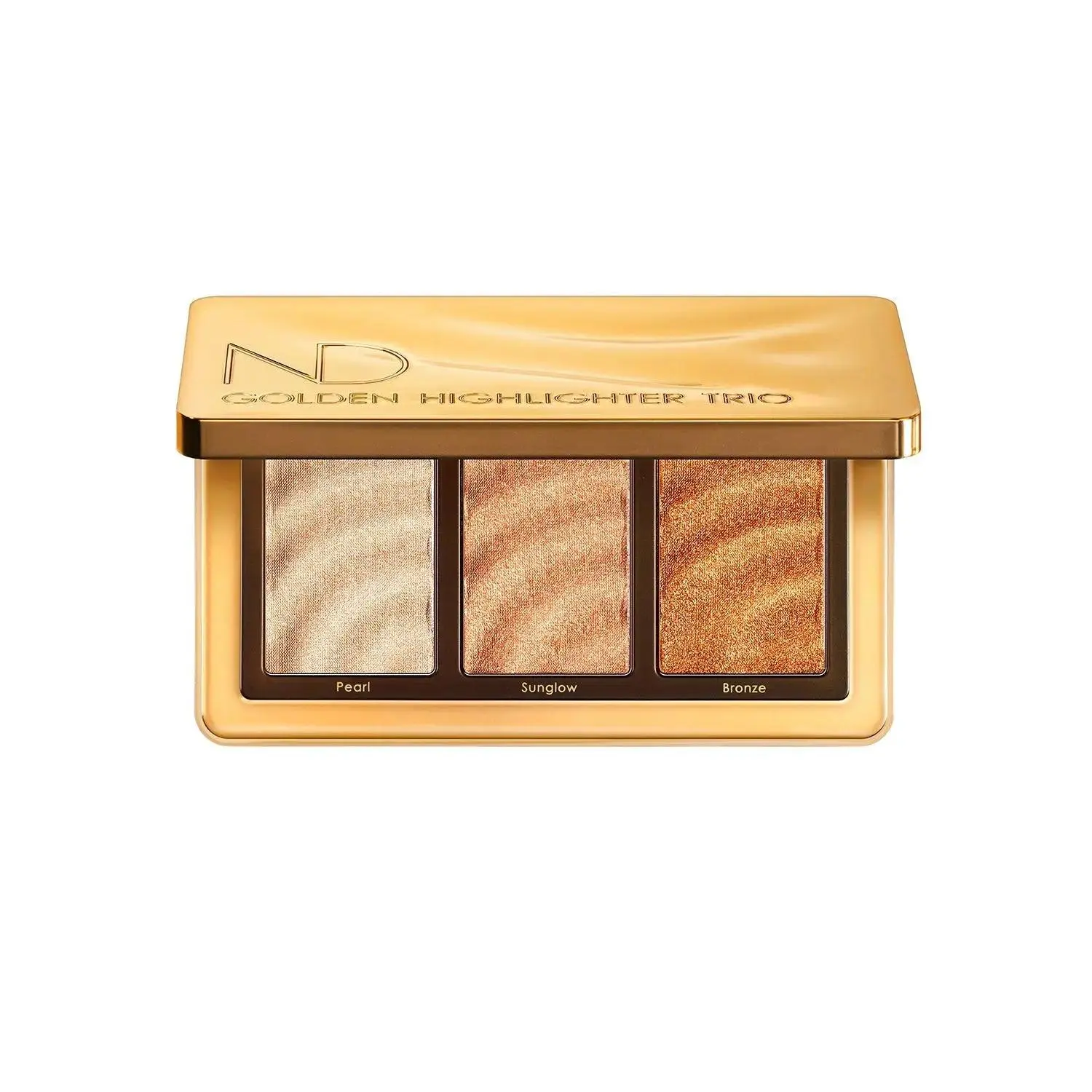 GOLDEN HIGHLIGHTER TRIO Cosmetics Bronzer Contour Palette Makeup Gel Glam Glitter Eyeshadow Radiant Pearl Sunglow Bronze Shades