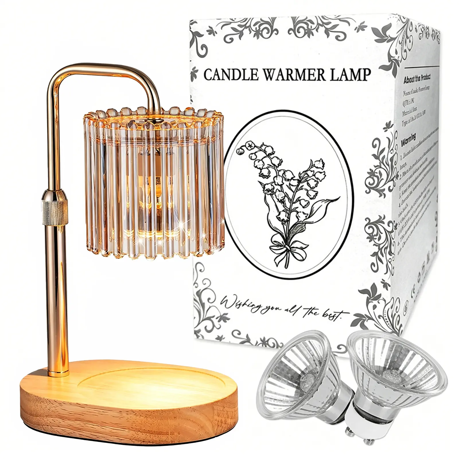 Tulip Candle Warmer Light Height Adjustable Smart Timer Candle Warmer Lamp Flameless Candle Melter With Halogen Bulb For Home Office Study