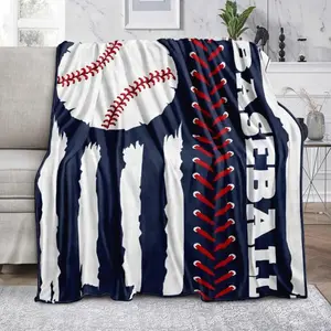 Soft Baseball Pattern Flannel Throw Blanket, Casual Sports Nap Blanket, Warm And Comfortable Throw Blanket For Home, Nap, Travel, Camping Warm Casual Sport,Mother's Day Gift, Book Lovers' Gift,summervibes