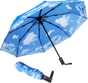 Travel Essentials Umbrella Windproof Compact Collapsible Light, Automatic,  and Portable, Wind Resistant Folding Small Umbrella for Rain