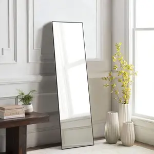 PINGO Full Length Stand Mirror, Full Body Mirror with Aluminum Alloy Metal Frame, For Decoration, For Home Family, Easy to Install, 2 Colors, 16*59“