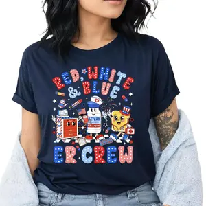 Nurse 4th Of July T-Shirt, Red White Blue ER Crew Shirt, Patriotic Nurse Shirt, Nurse Life Gifts, America Nurse Coquette Tee, Independence Day Gifts